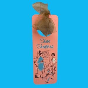 Vintage Door Hanger Sign Shoe Shopping Retro 1950s 1960s Inspired Pink